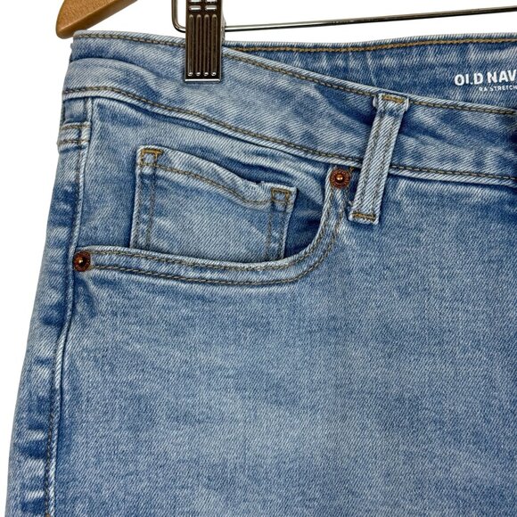 Old Navy Extra Stretch High-Rise O.G. Straight Jeans Sz 12 Button Fly Light Wash - Picture 3 of 10